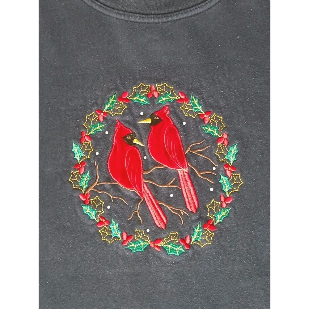 Vintage Cardinals Holiday Sweater Women's 3X Navy Blue Long Sleeve 90s - Picture 2 of 6
